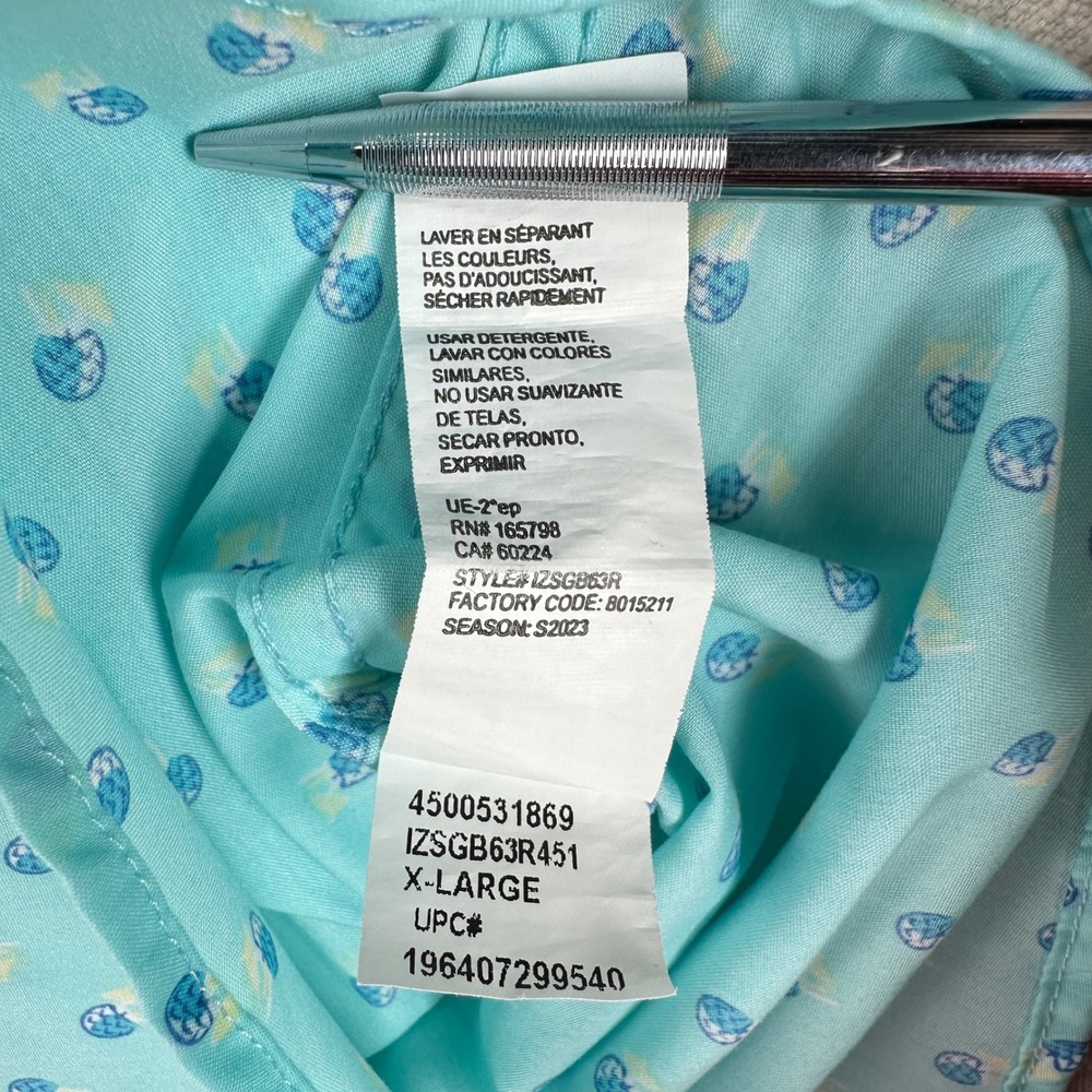 IZOD Button Down Shirt Mens XL Turquoise Blue Tropical Drink All Over Print - Picture 6 of 9